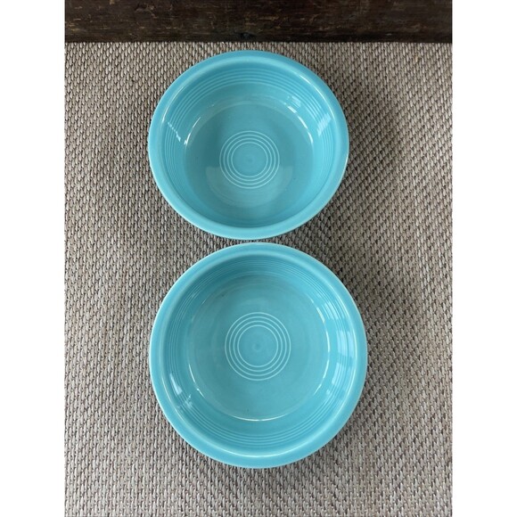 Set of 2 19 OZ. MEDIUM CEREAL SOUP BOWL Turquoise Blue 6 7/8" FIESTA - Picture 2 of 6